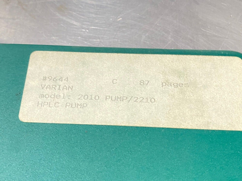 Varian 2010 Pump / 2210 System HPLC - Users Guide / Instruction