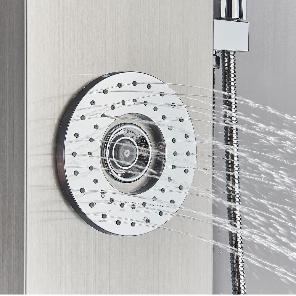 Ello allo Shower Panel Tower LED Rain&Waterfall Massage System Stainless Steel