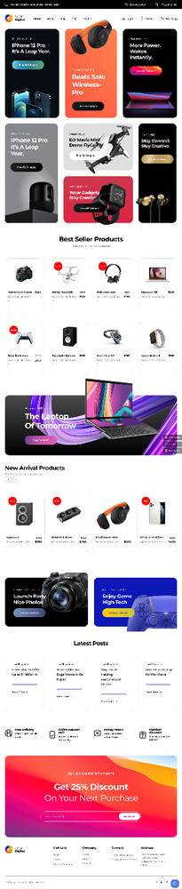 Tech Store Website Design with Free VPS Web Hosting and Installation