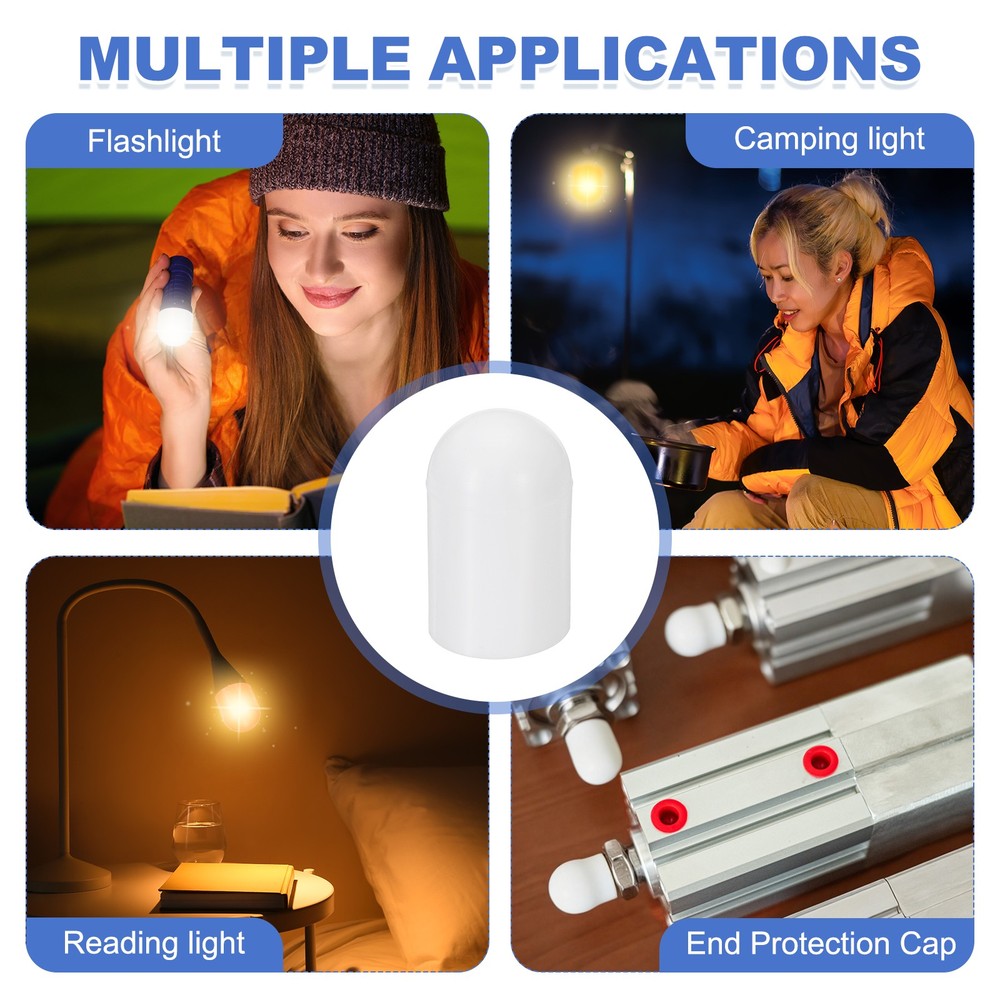 2Pcs Flashlight Diffuser Cap, 32mm IDx55mm Flexible Silicone End Cap, White