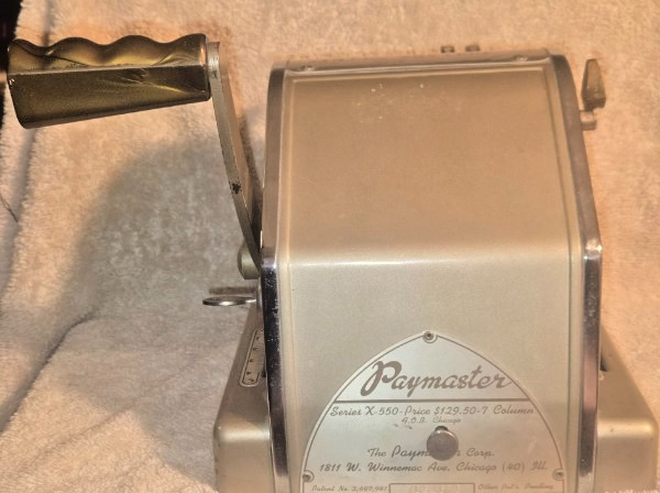 Vintage Paymaster Series X-550 Check Writer Protector - 7 Column - With Key!