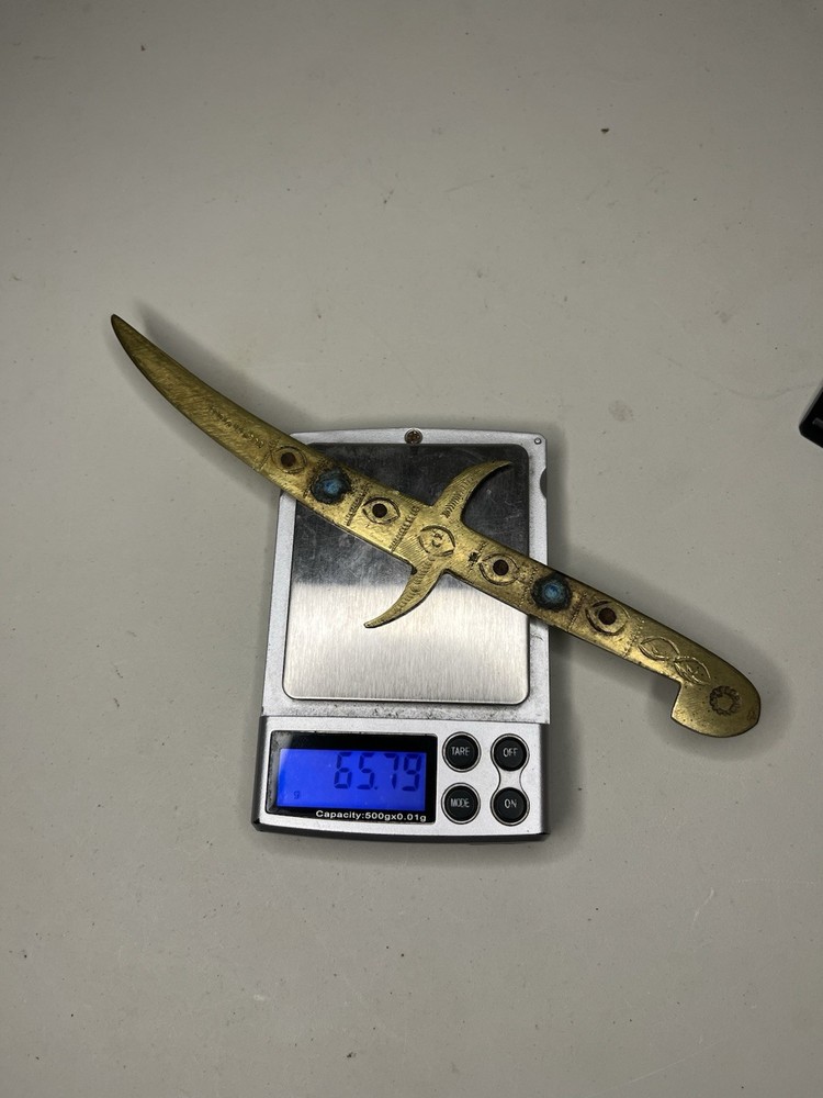 Vintage Brass Decorative Dagger with Engraved Details