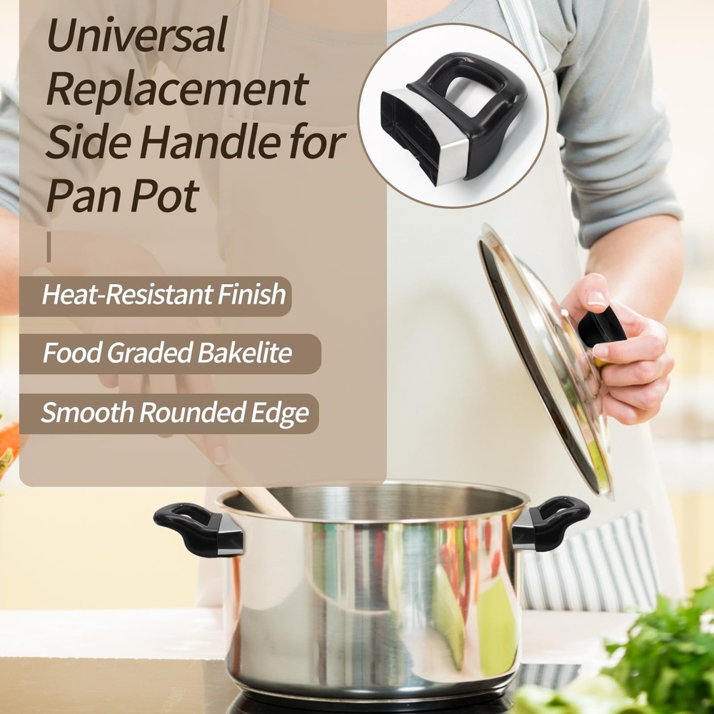 suiwotin 2pcs Pot Handle, Pan Handle Replacement for Sauce 2 Pieces, Black