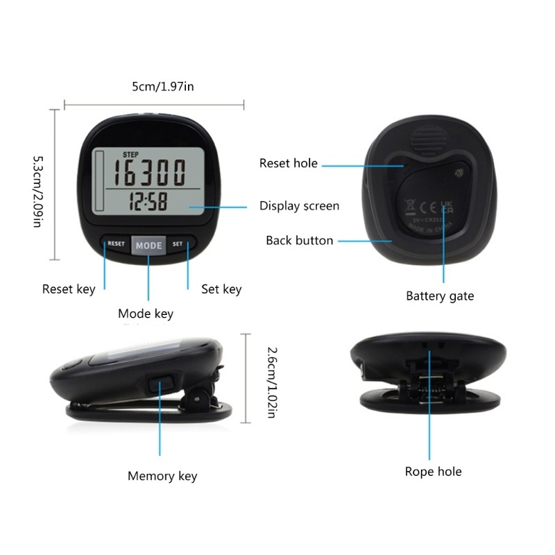 Digital Pedometer LCD Display Walk Step Pedometer Multifunction Calorie Counter