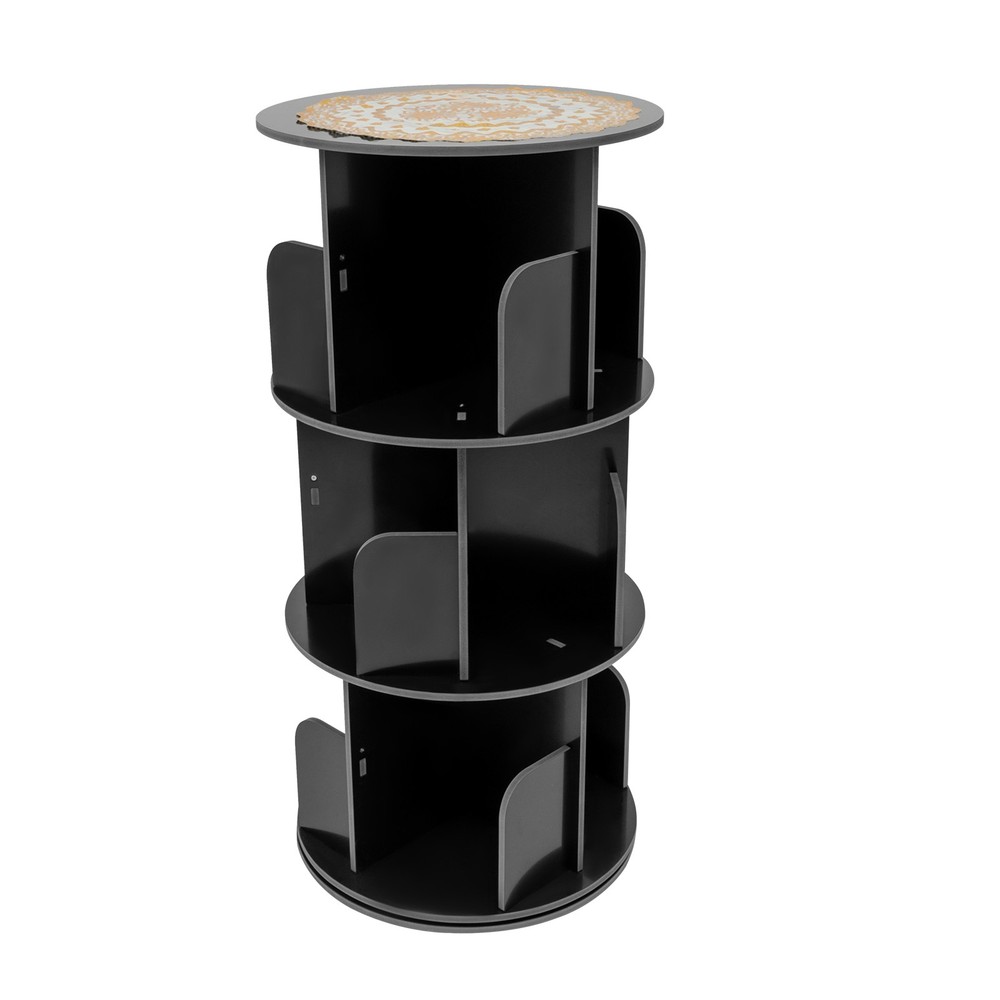 3-tier Spinning Bookcase Storage Rack 360° Rotating Book Shelf Space Saving
