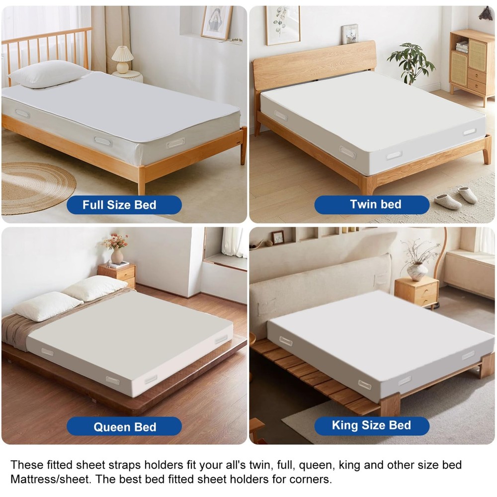 Fitted Holders - Bed Holder for Corners, Enhanced Lock Straps Keep Sheets Fir...