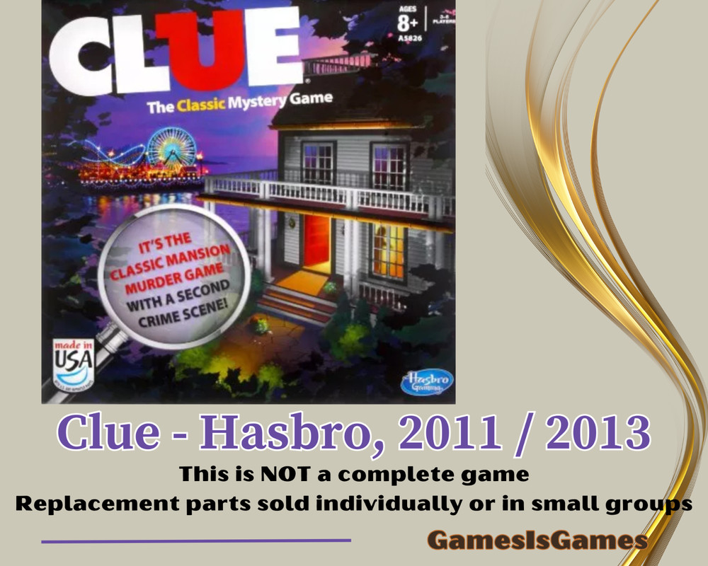 Board Game Parts: CLUE, Hasbro, 2011, 2013, replacement pieces