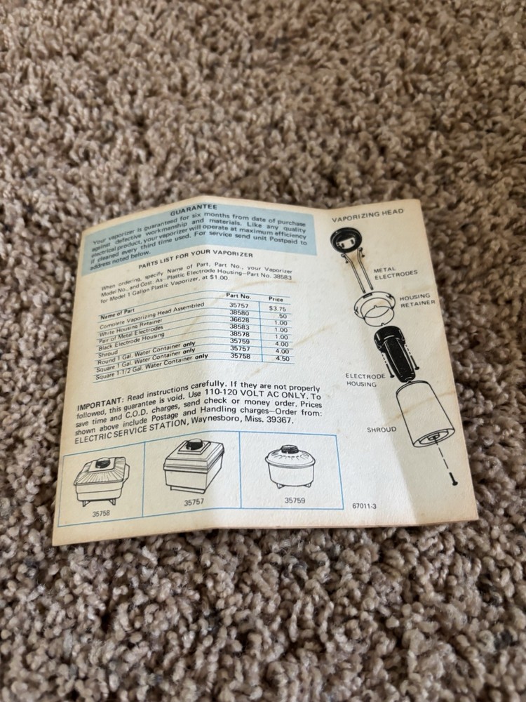 Devilbiss Humidifier Vintage Manuals Model 250 Light Blue Excellent Shape
