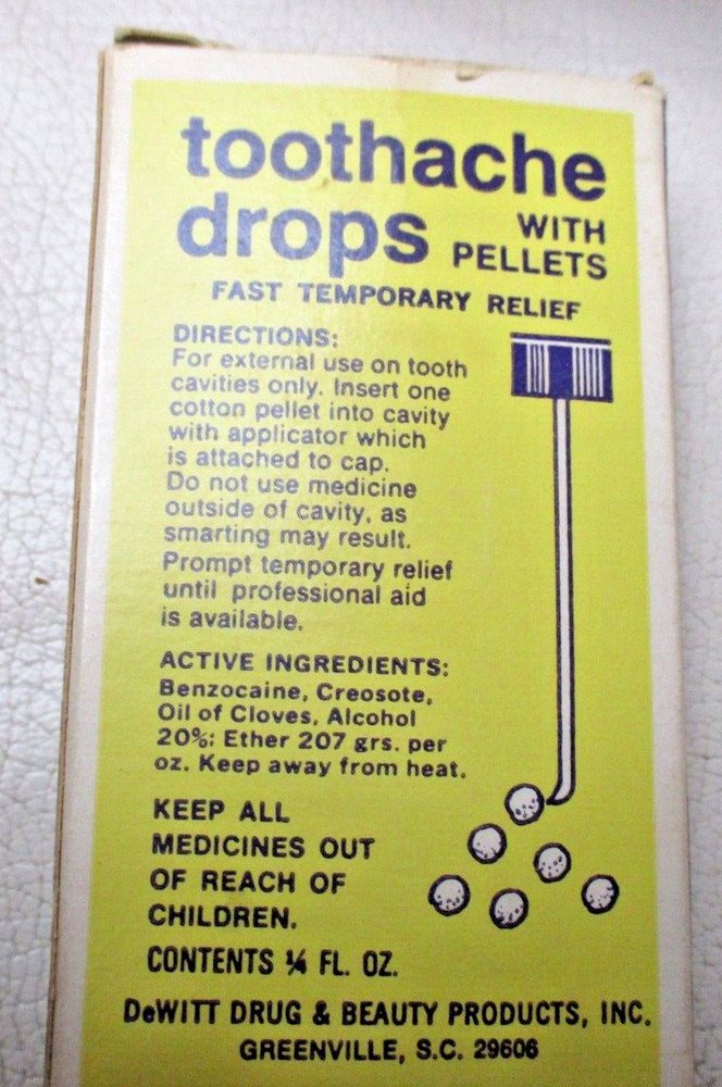 VINTAGE DeWITT'S TOOTHACHE DROPS-MINT IN BOX