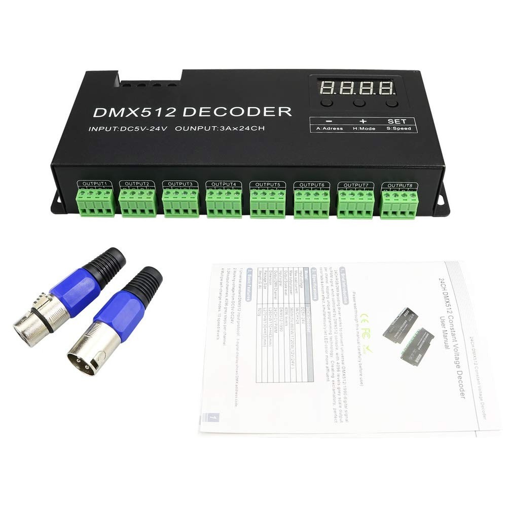 AMKI DMX 512 LED Decoder Controller for RGB Tape Strip Light Dimmer Driver (2...