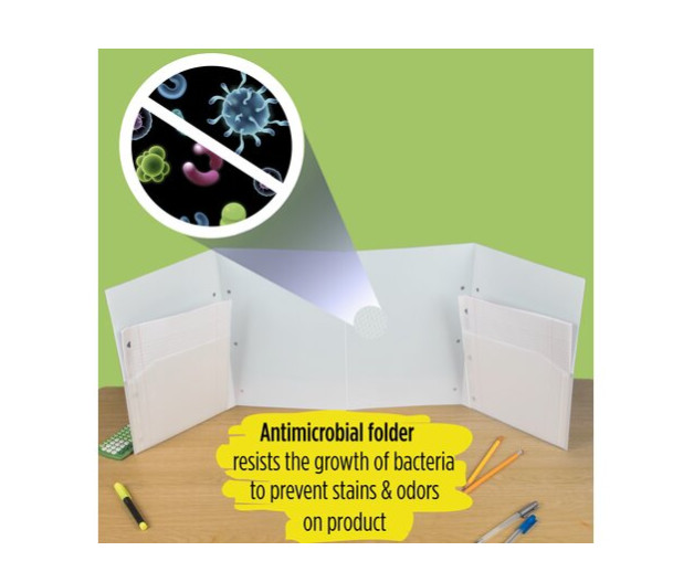 3 Five Star DuraShield Antimicrobial Partition Folder Clear with 2 Pockets NEW
