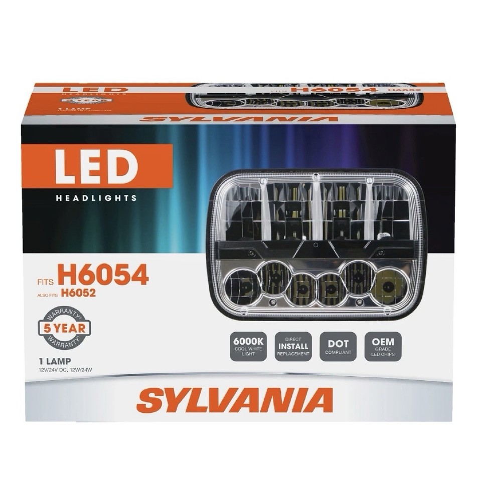 SYLVANIA 6054 H6054 LED Headlight 6000K Bright White 12V Sealed Beam 6052 H6052