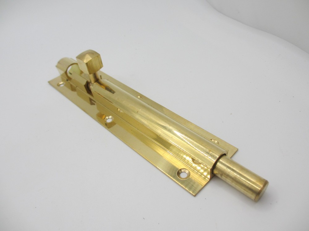 Large Brass Door Lock Sliding Bolt Old Keep Bathroom WC 7"