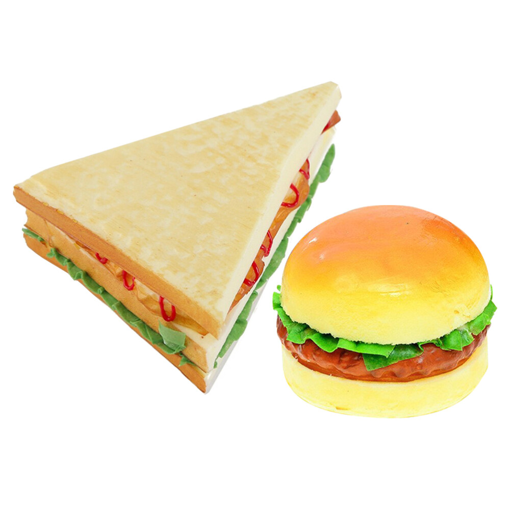 2PCS Burger Model Fake Hamburger Artificial Bread Simulation Food Display Prop