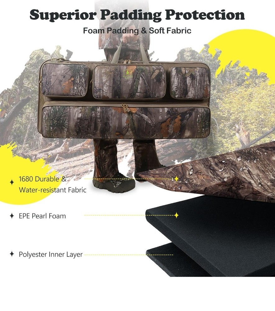 NEW VIEW Camouflage Compound Bow Case Water-Resistant Foam Padding Compartments
