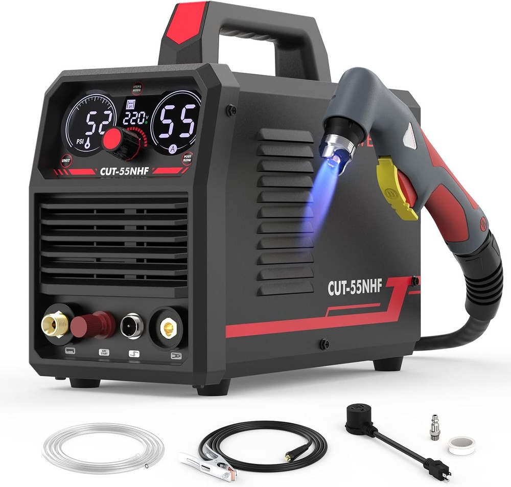 55A Dual Voltage Plasma Cutter with Large Digital Display, Non-HF Pilot Arc