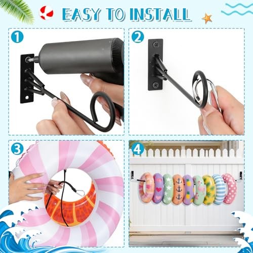 MUOUAKATE Pool Float Storage Holder, 63 Inch Wall Mount Pool Float Organizer