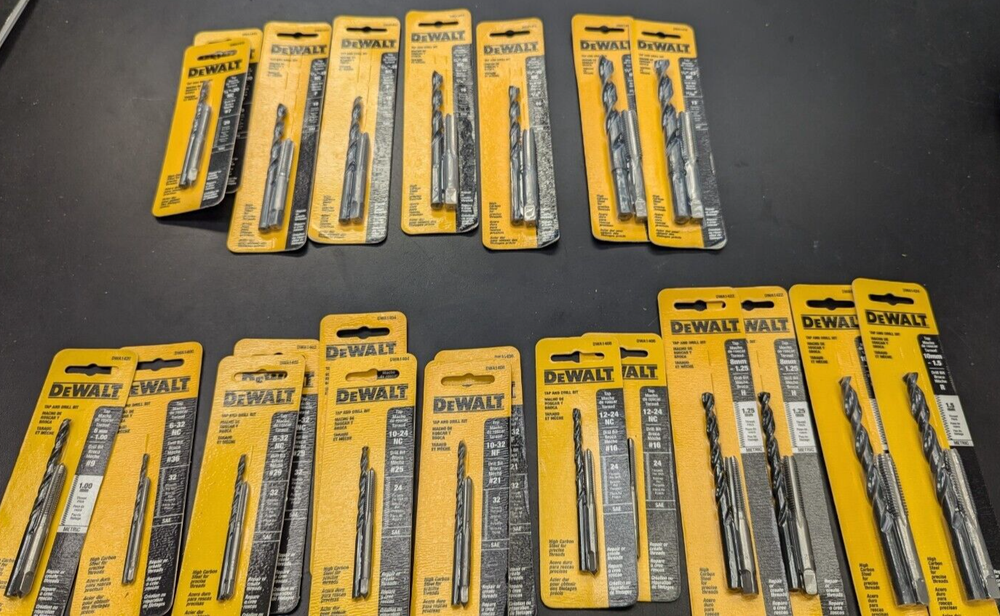 New Dewalt Tap and Drill bit set- Select size- Free Ship