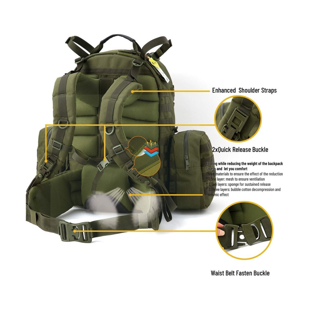 Akmax MOLLE II Medium Rucksack Military Tactical Backpack with Detachable Sid...