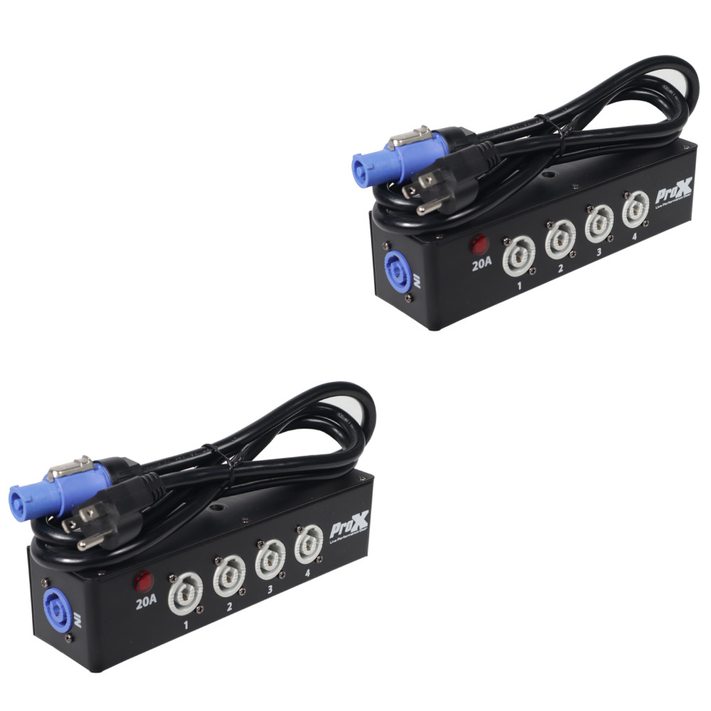 2x Pro X Power Center Four-Way PowerCON Compatible Splitters