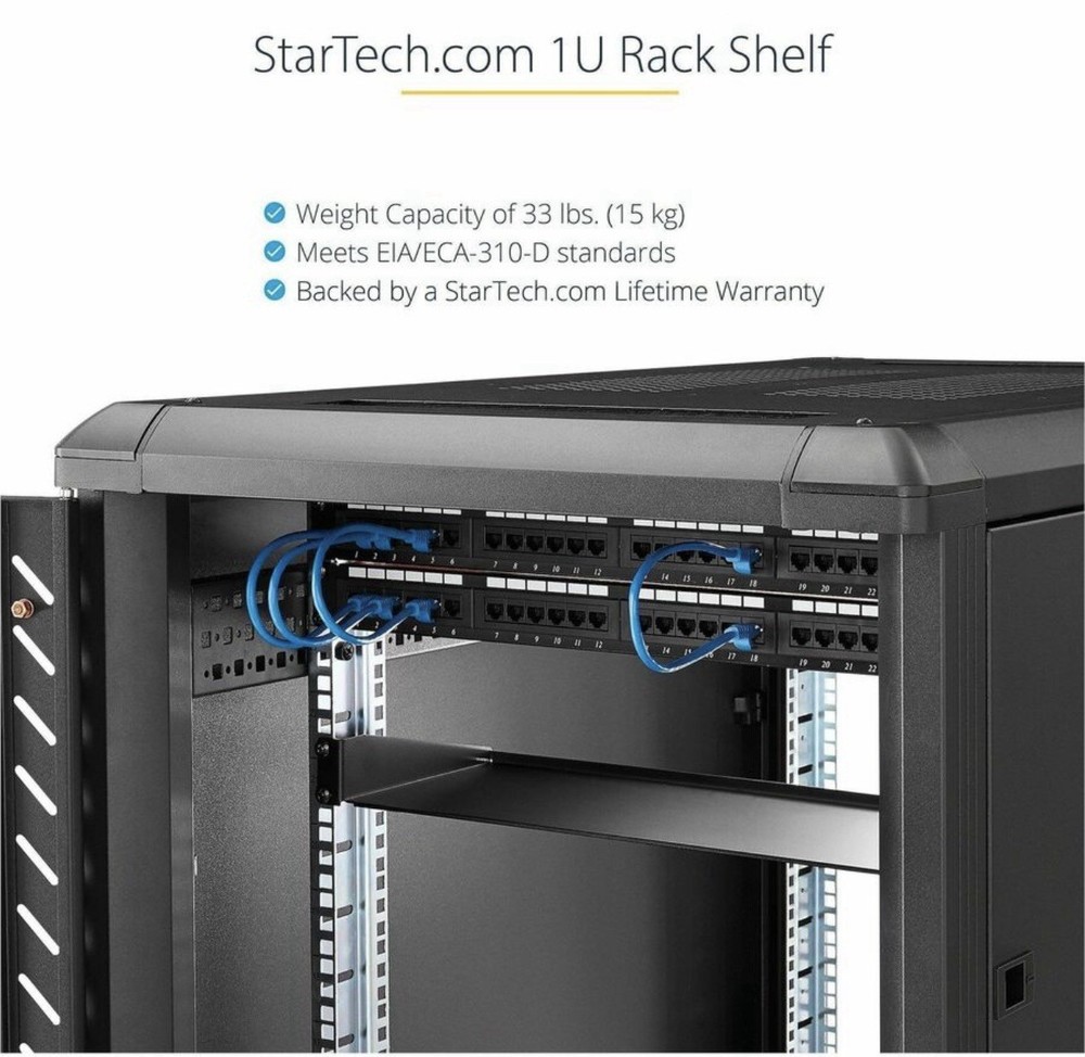 StarTech 19 1U Universal Fixed Server Rack Cabinet Shelf - 19" 1U" (cabshelf1u)