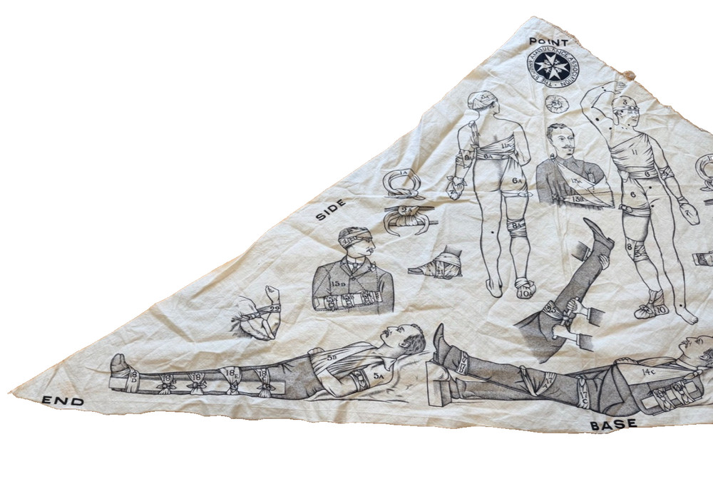 WW1 St John Ambulance Triangular Bandage Instruction Cloth First Aid Training