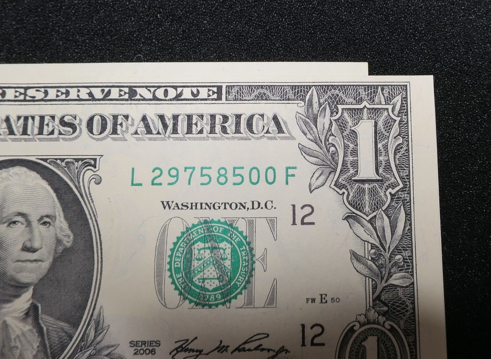 (5) 2006 Series Dollar Bill miscut Error Smaller Then Regular Bills