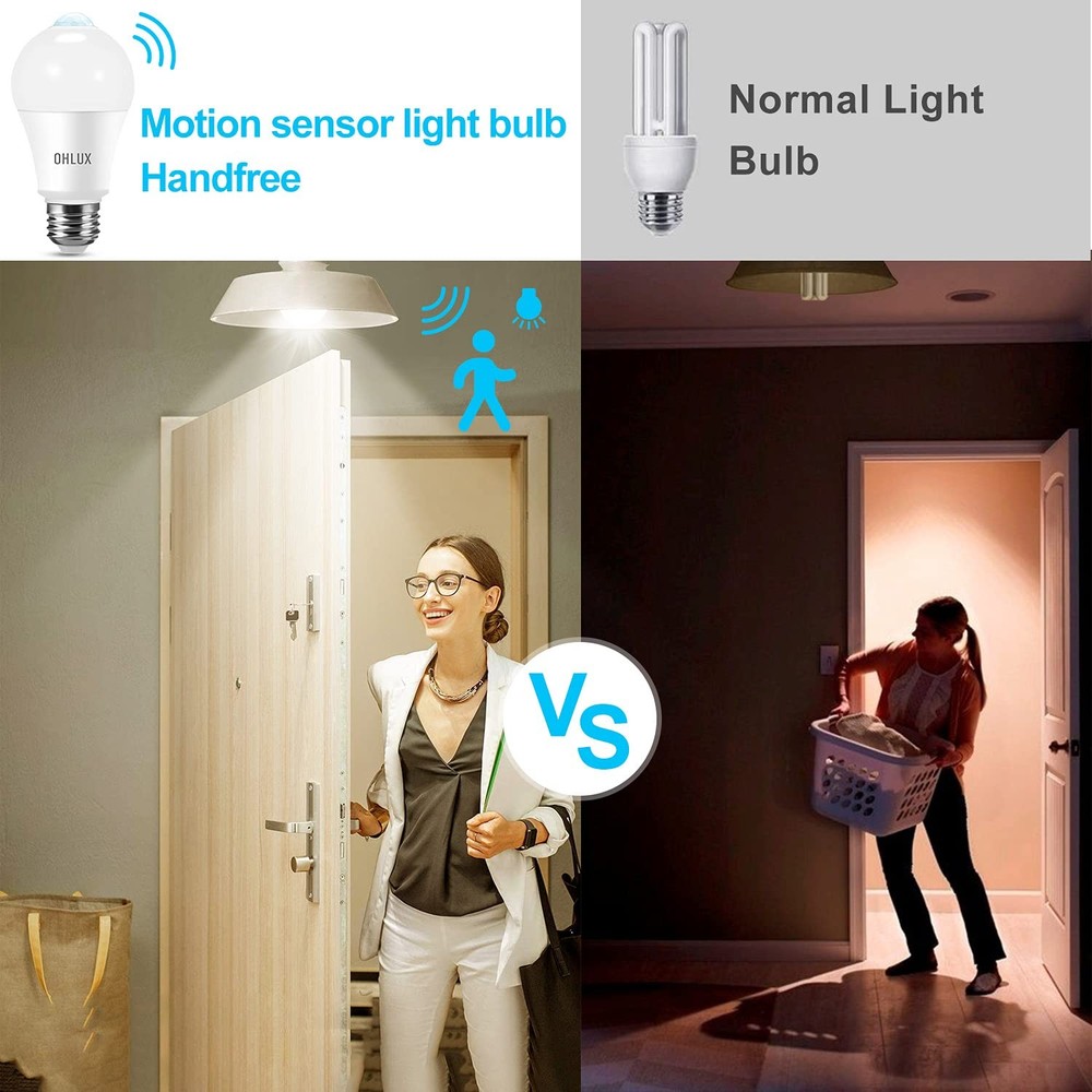 Motion Sensor Light Bulbs Outdoor, 13W(100W Equivalent) Movement Activated Du...