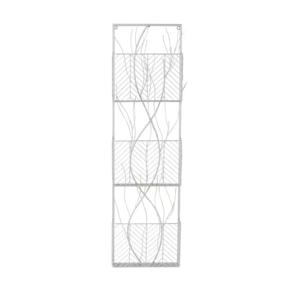 Silver 3-Tier Wall Shelf with Branch-Inspired Design