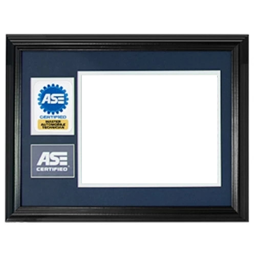 Certificate and Insignia Frame with Master Auto Technician Insignia Patch