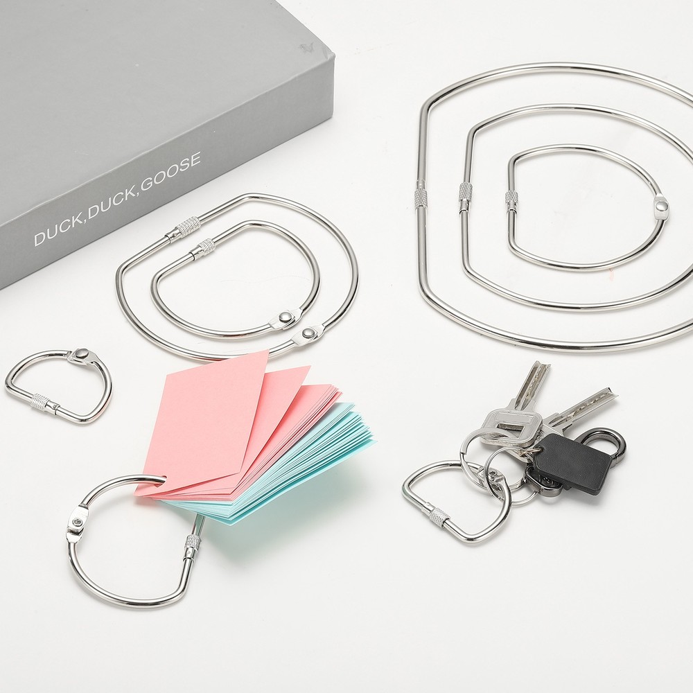 Loose Leaf Binder Rings 2.4 Inch, 2 Pcs Binder Rings D Shape, Silver