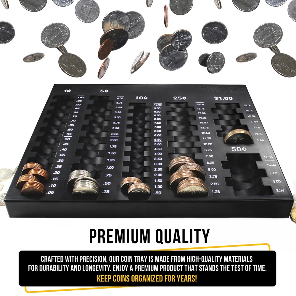 Coin Sorting Tray – Bank Teller Change Counter Coin Counting and Sorting Tray...