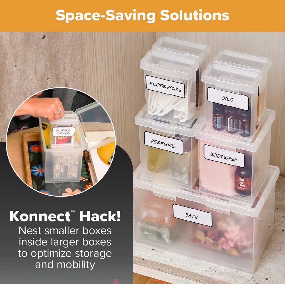 Bostitch Konnect Nest Clear Boxes, Stacking/Nesting, 7-Piece Bundle, 1 Large