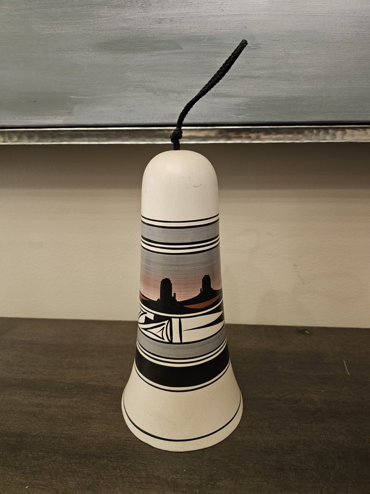 Southwest Ceramic Wind chime Cream Brown Grey Black