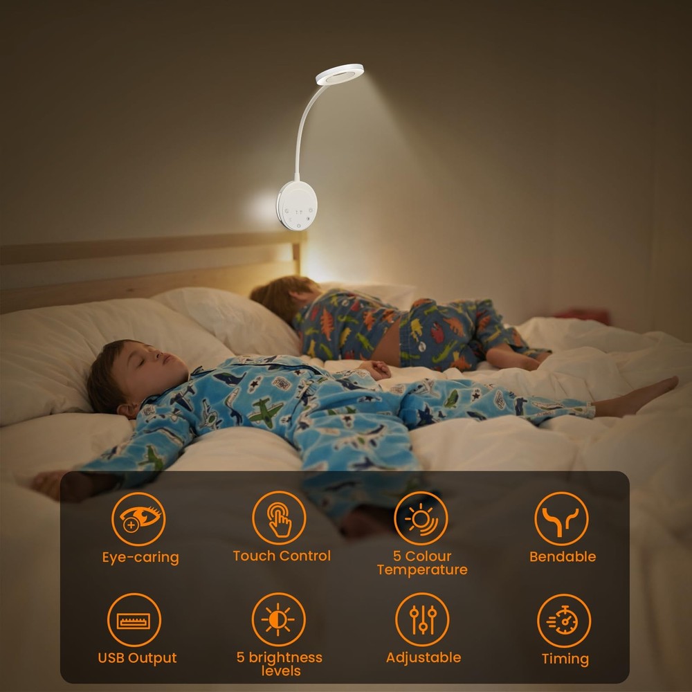 Wall Mounted Reading Light,Bedside Headboard Lights with 5 Color Temperature ...