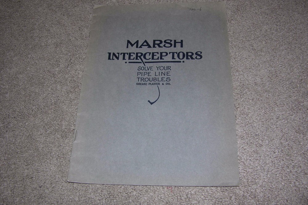 Vintage 1925 Catalog Marsh Interceptors Grease Traps, etc