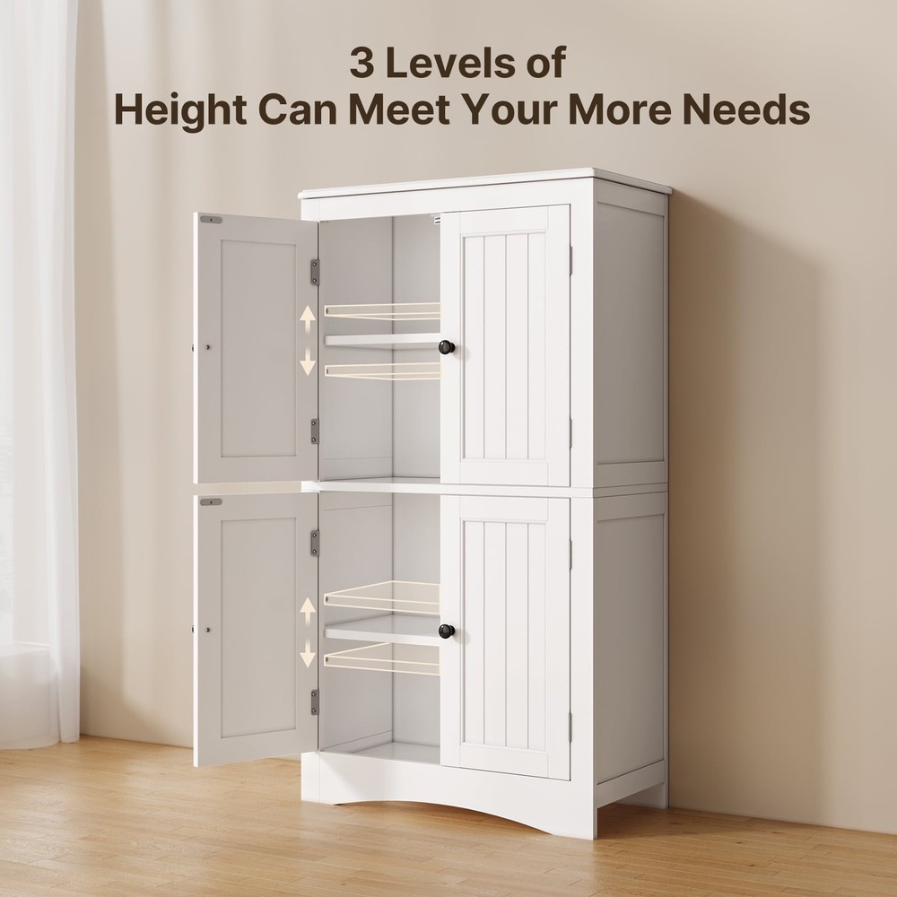 43" H Kitchen Pantry Storage Cabinet with Adjustable Shelves for Kitchen