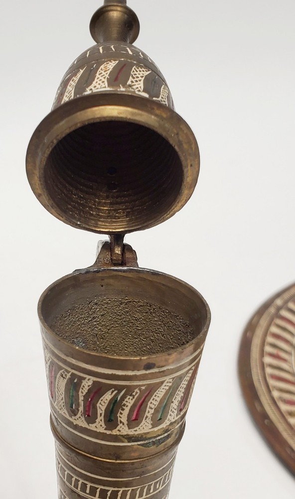 Vintage 6 pc Middle Eastern Turkish style solid brass coffee or tea pitcher cups