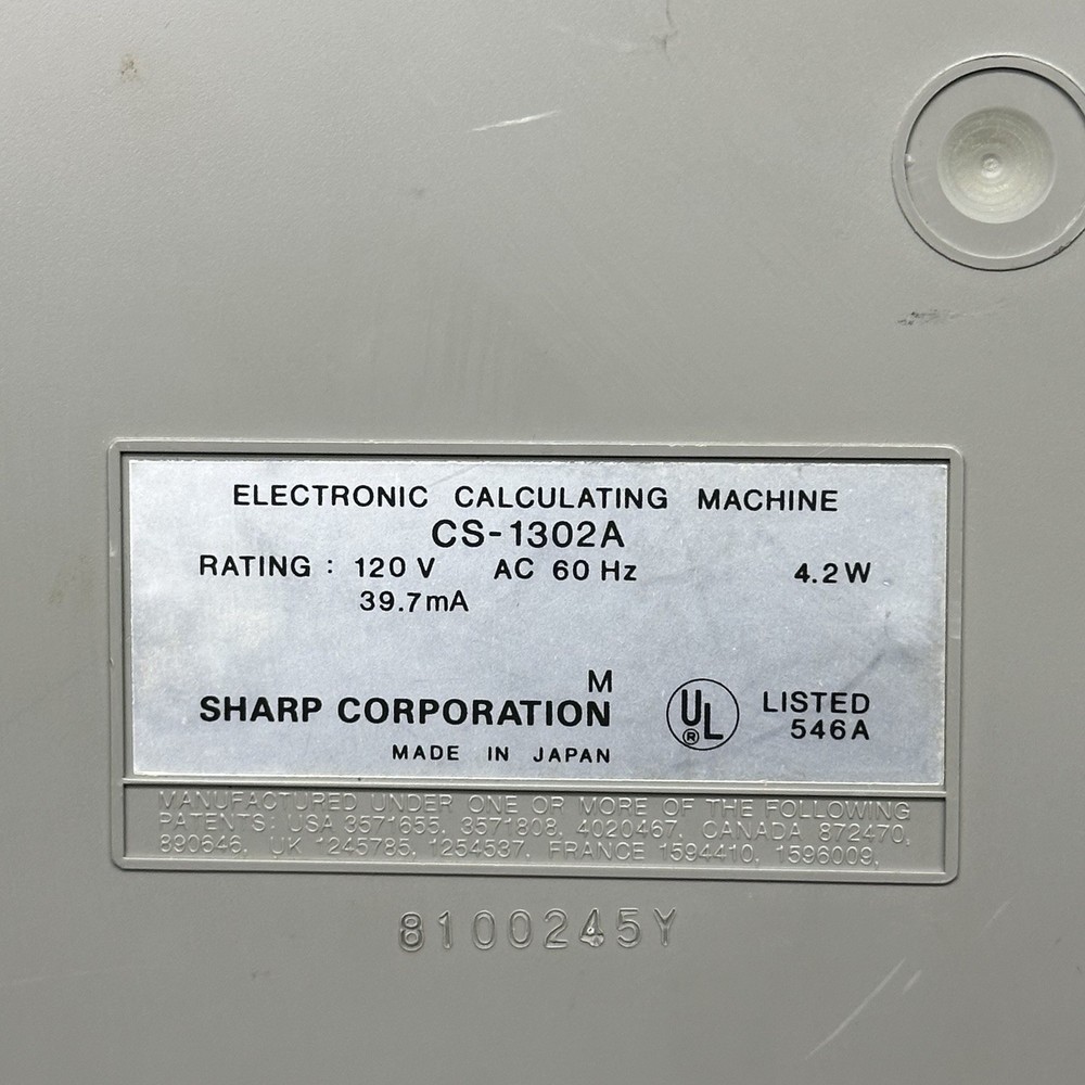Sharp Compet CS-1302A Vintage 10-Digit Calculator Electronic Calculating Machine