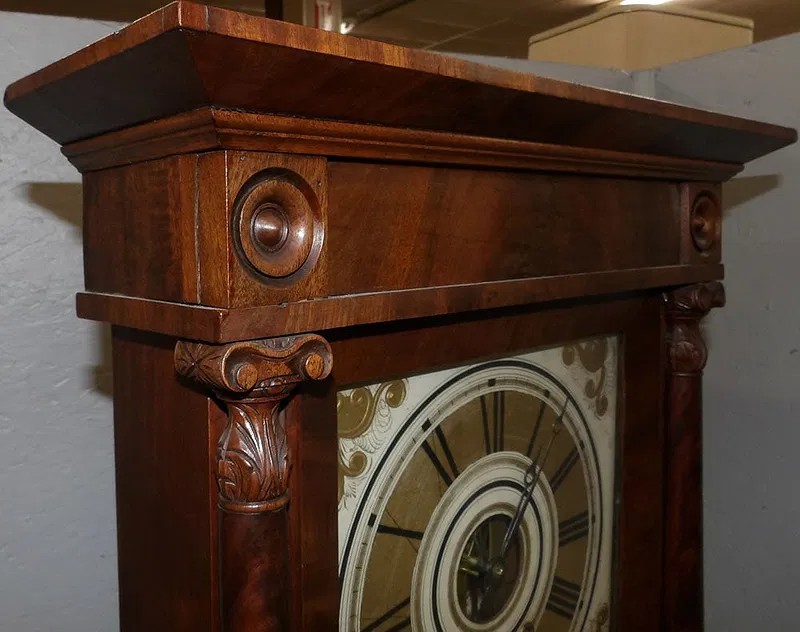 19th Century Mahogany Triple Decker Column Clock by E.C. Brewster