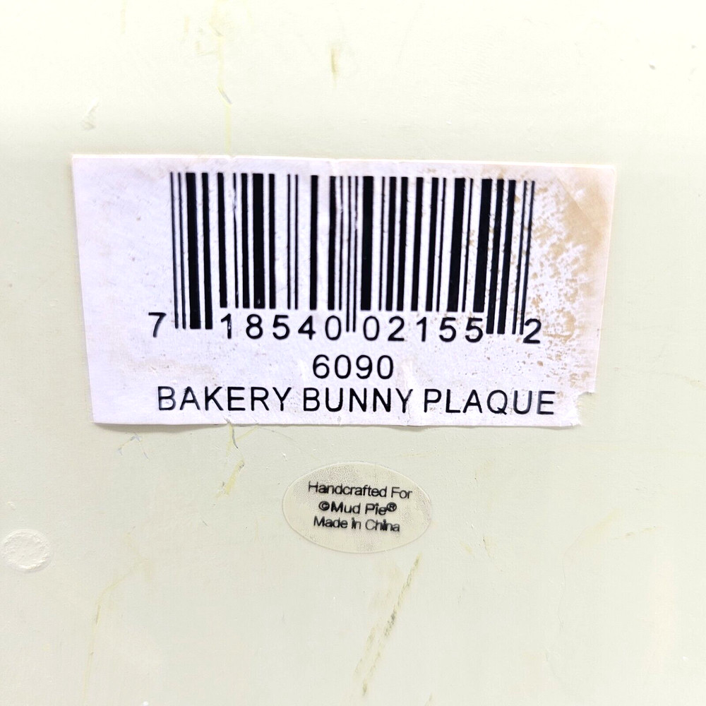 Mud Pie Wall Fleur de Lis Plaque 2000 Bakery Bunny Rabbit 9.5" x 6.5" x 1.25"