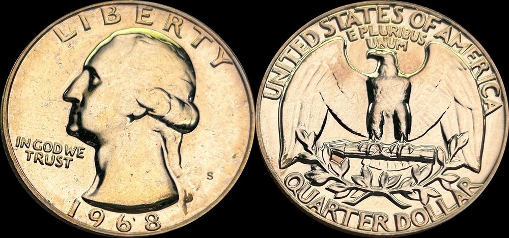 Nice Toned Proof Quarter - 1968 Proof Quarter - Amazing!! Super shiny!