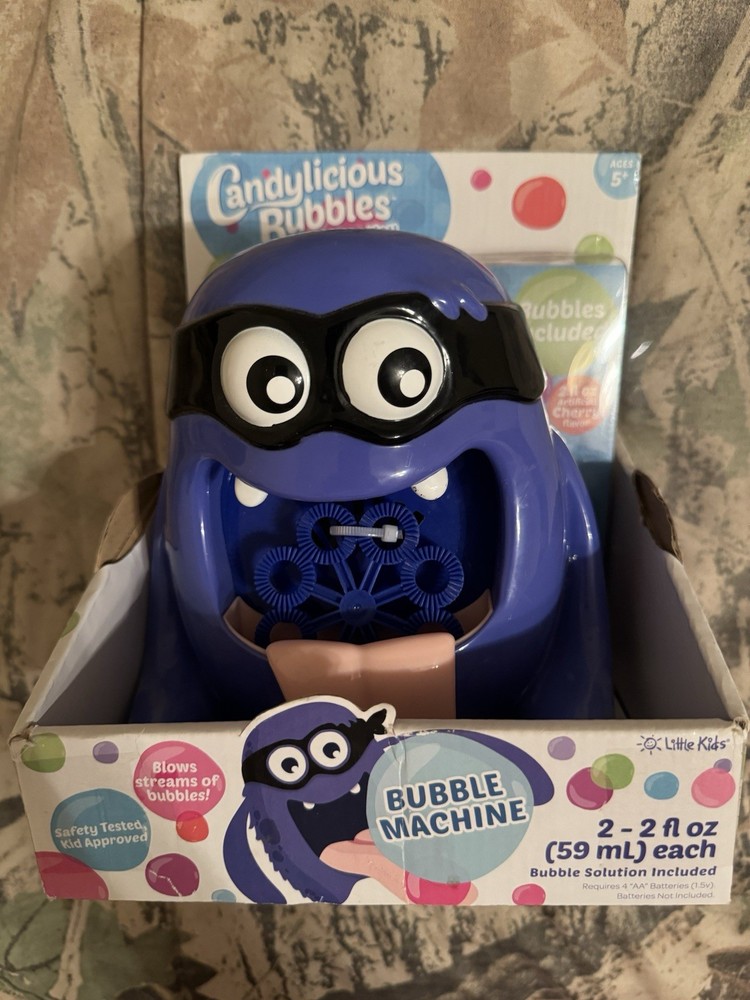 Candylicious Bubbles Bubble Machine + Solution, Grape Cherry, New, No Batteries