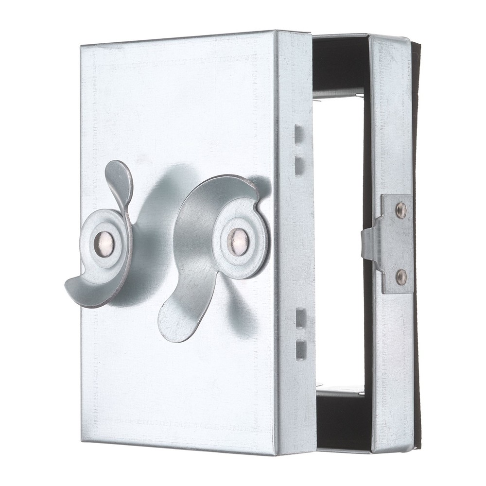 6x4" Galvanized Steel Access Panel with 2 Clasp Locks for Plumbing, Silver Tone