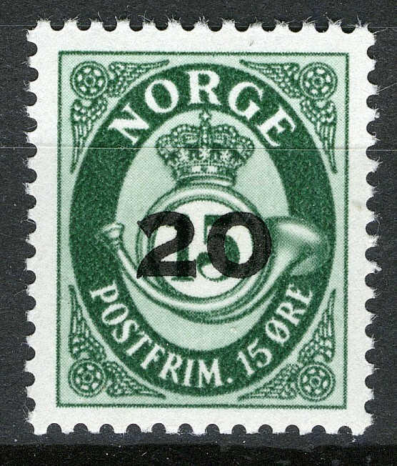 Norway 1952, Overprint posthorn VF MNH, NK 413