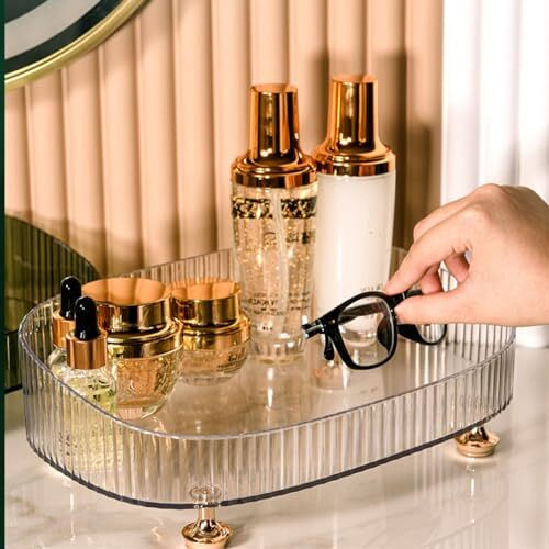 Makeup Perfume Organizer, Tray, Vanity Cosmetic Skincare Clear