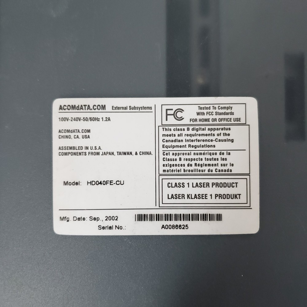 Acomdata External Subsystems Hd040fe-CU Firewire