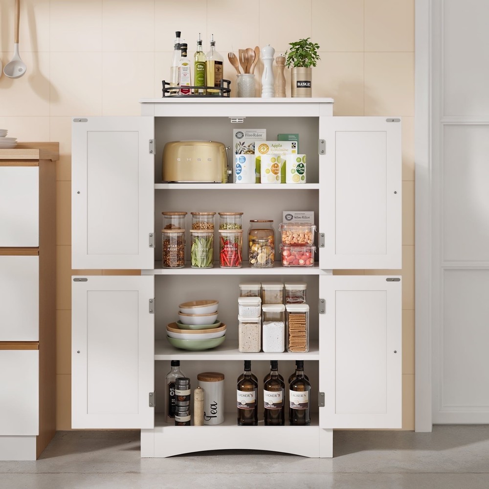 43" H Kitchen Pantry Storage Cabinet with Adjustable Shelves for Kitchen