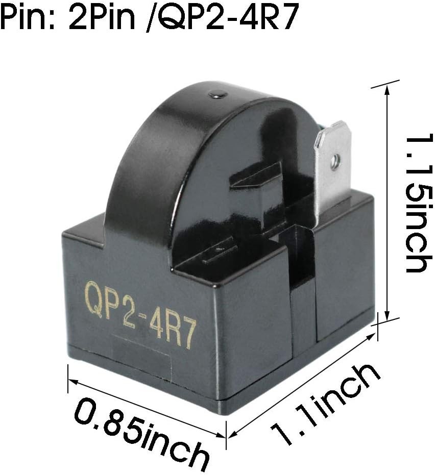 2PCS QP-02-4.7 PTC Refrigerator Start Relay 2-Pin Compressor Starter 4.7Ω