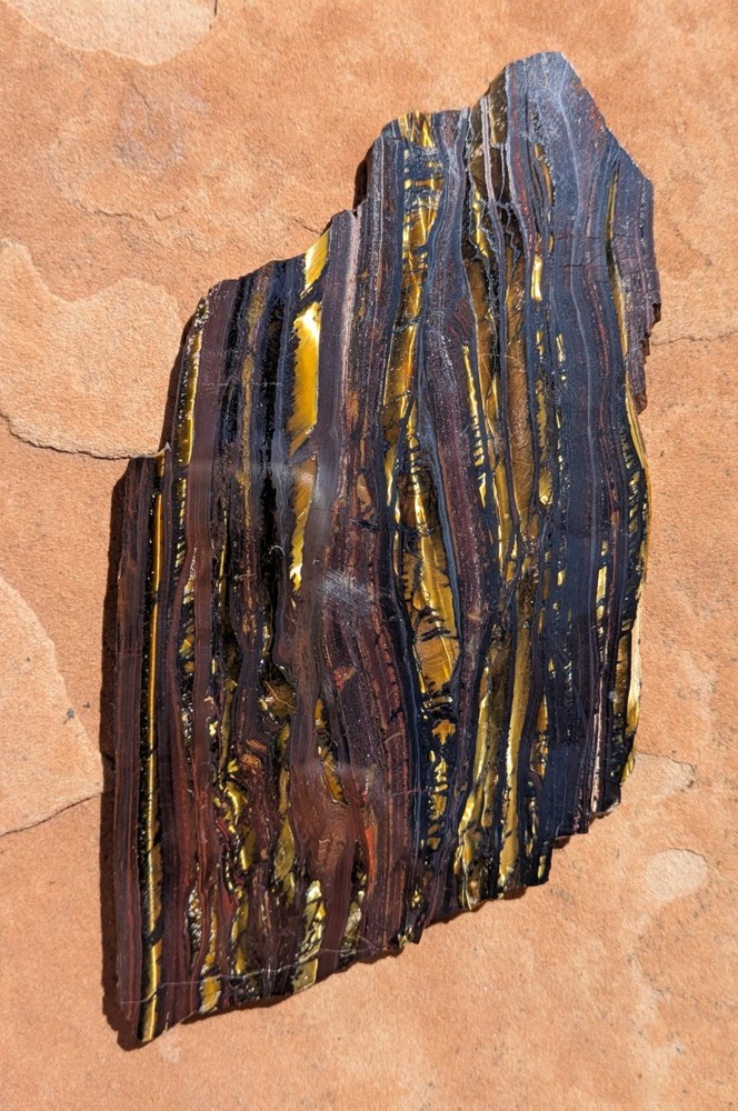 Polished Australian Tiger Iron thinner slab bright patterns display piece